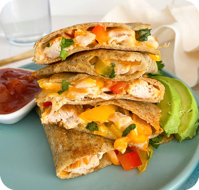 Chicken Quesadillas on Unbun Tortillas