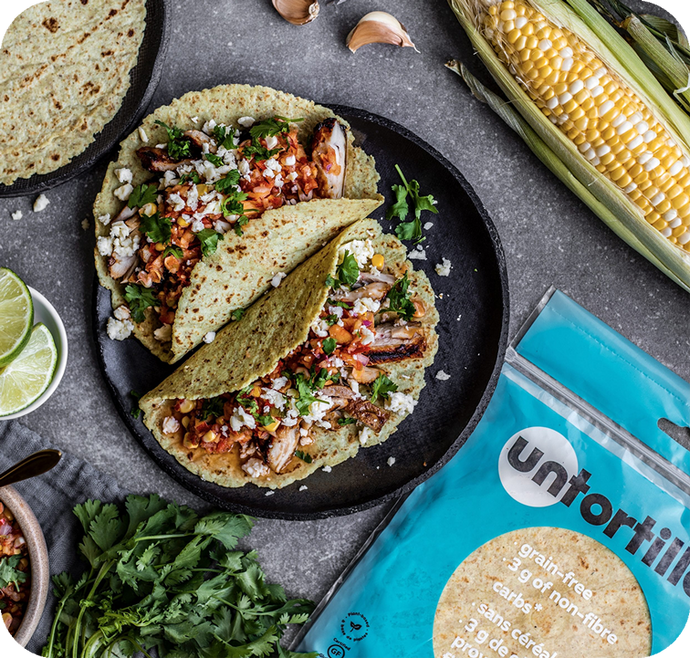 Chipotle Marinated Grilled Chicken Tacos + Peach & Corn Salsa