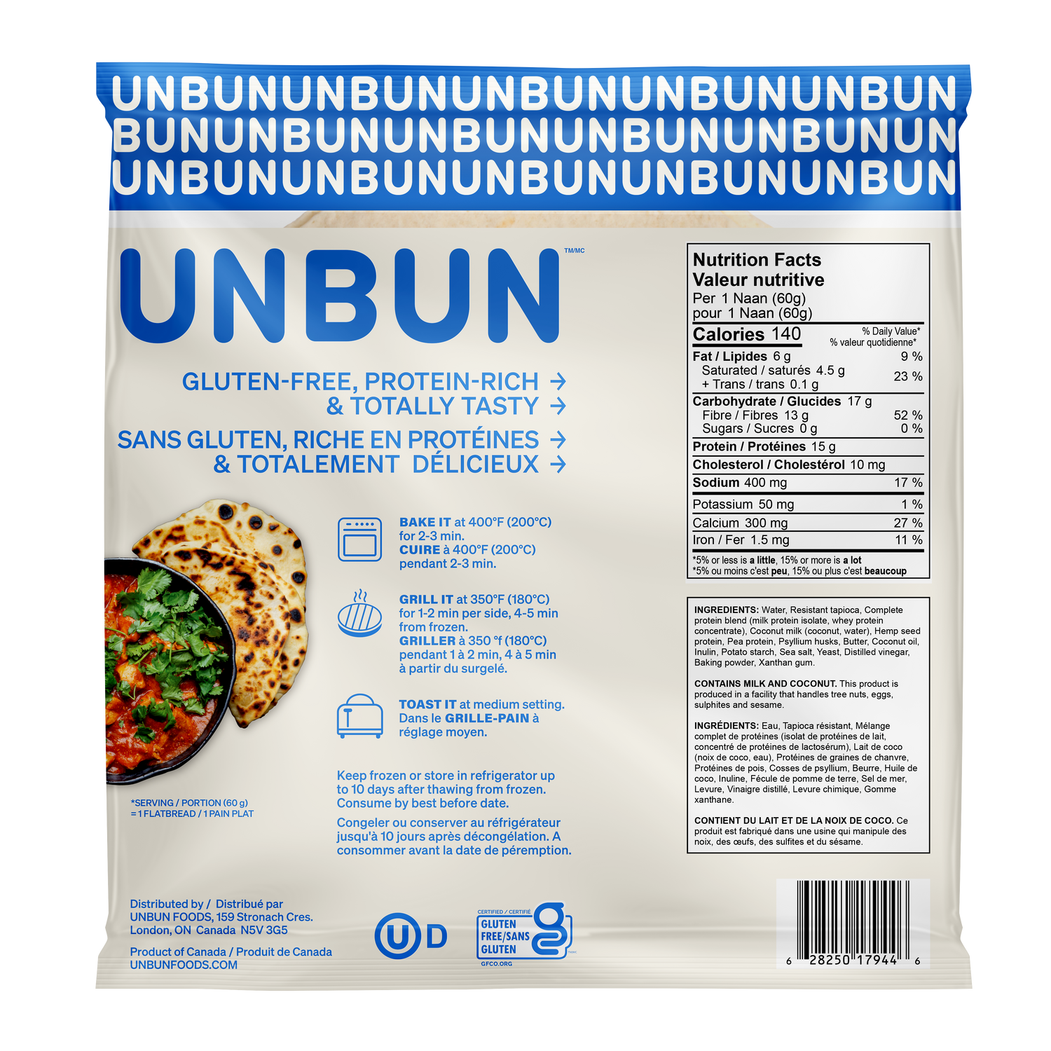 4-Pack Unbun Complete Protein Naan